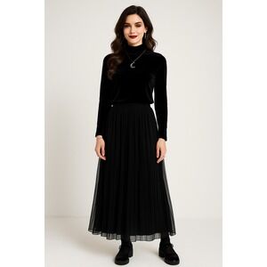 Susan Graver Style Velvet Turtleneck Womens S Black Tunic Top Sweater Whimsigoth